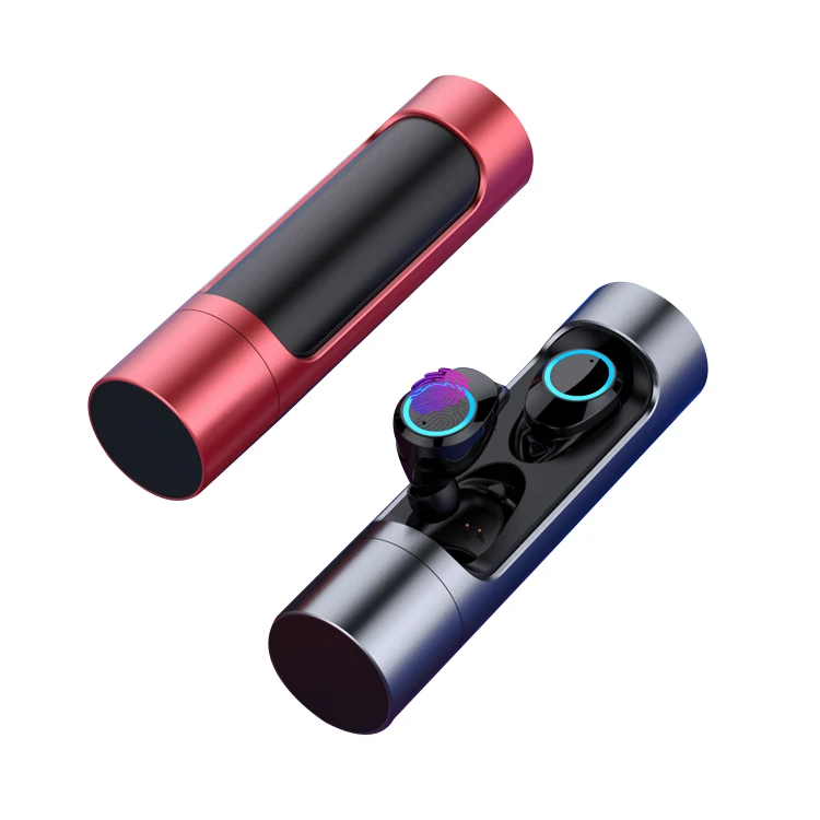 

Cheap In-Ear silver waterproof mp3 player wireless earbuds with charging box for portable Meedia player, Silver/ red/ blue