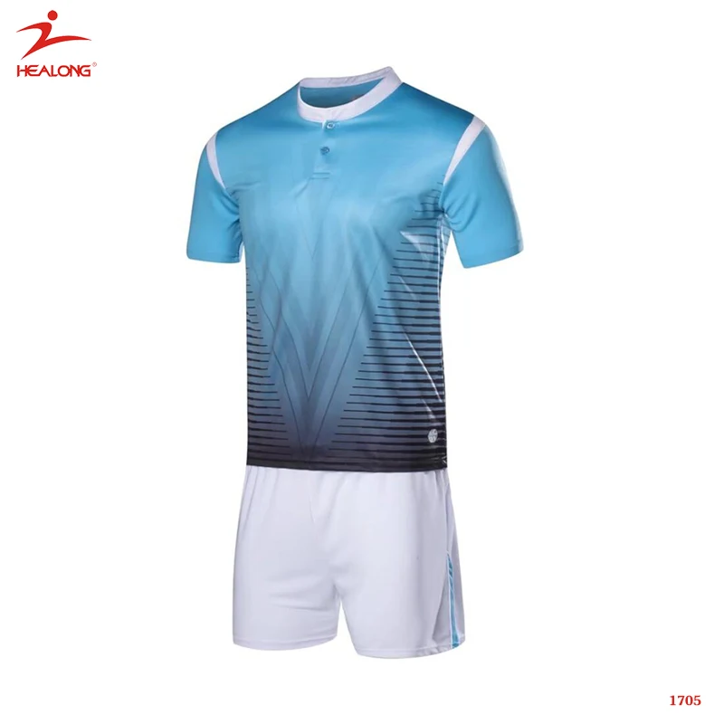 blue and white striped soccer jersey