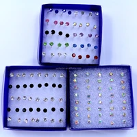 

Small Lot Wholesale 20pairs Packing 4mm Shining Rhinestone Box Earring Set