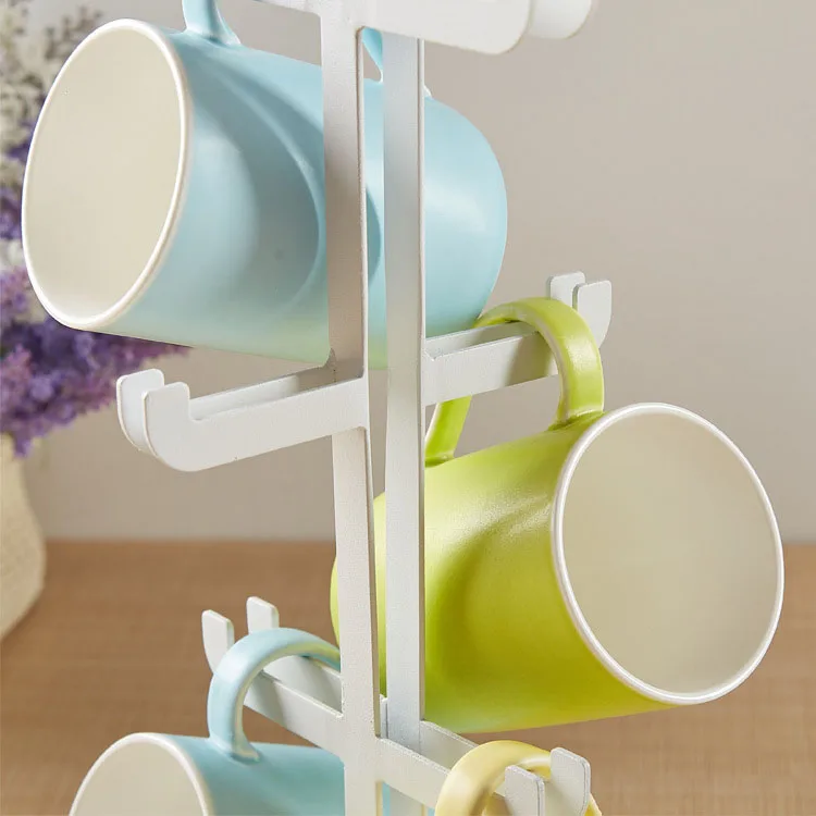 Árbol de taza de encimera, soporte para 6 tazas, estante de almacenamiento  para tazas de café y té, accesorio de barra de café y organizador de