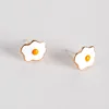 925 Silver Needle cute Cartoon Puppet Egg earrings Japanese small fresh fried egg earrings