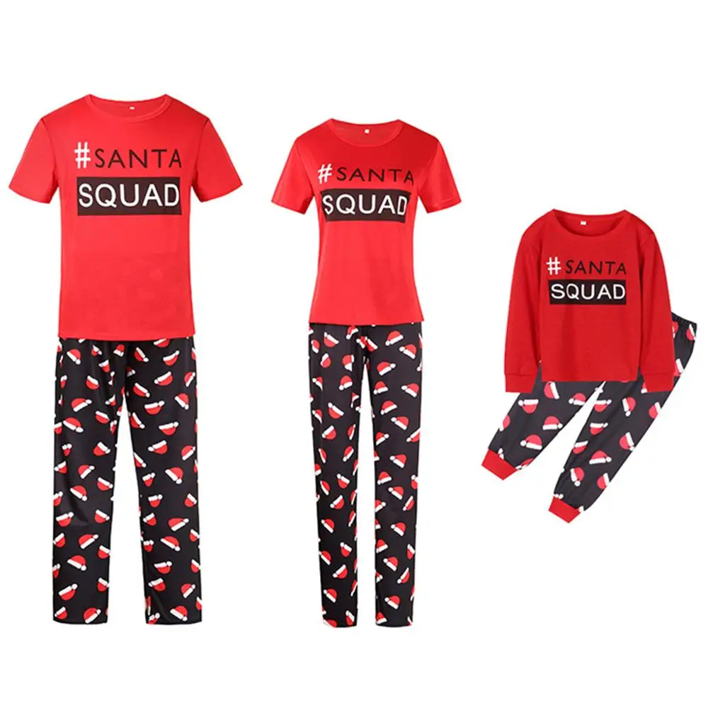 

New Home Wear Christmas Hat Pajamas Set Christmas pjs Family