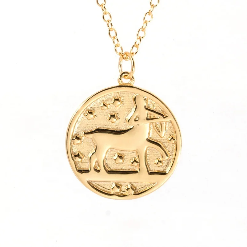 

14k vermeil gold Virgo pendant zodiac sign charm necklace 2018