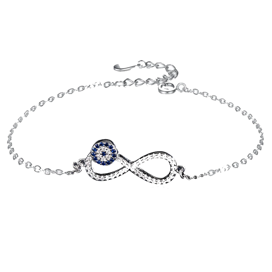 

Fashion 925 Sterling Silver Infinity Bracelet for Women Bangle Blue Clear Crystal Link Chain Bracelet Jewelry bijoux 2019