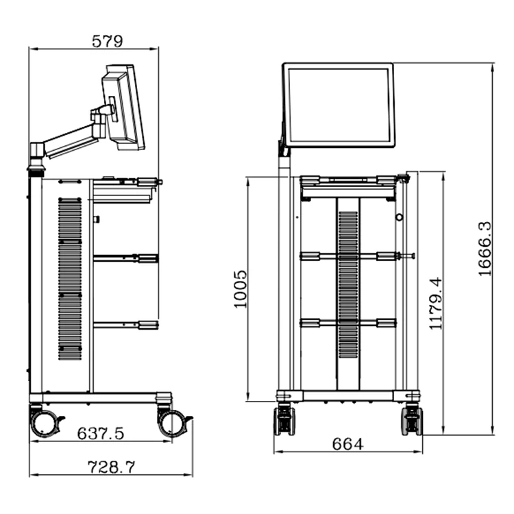 
hospital endoscopic system medic endoscope equipment endoscopy device trolley 