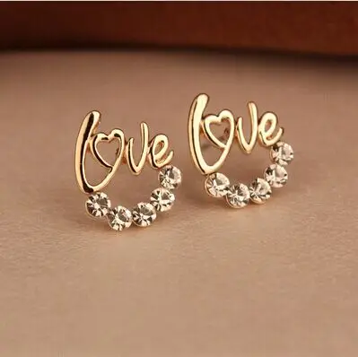 Super Flash Diamond LOVE Letter Stud Earrings
