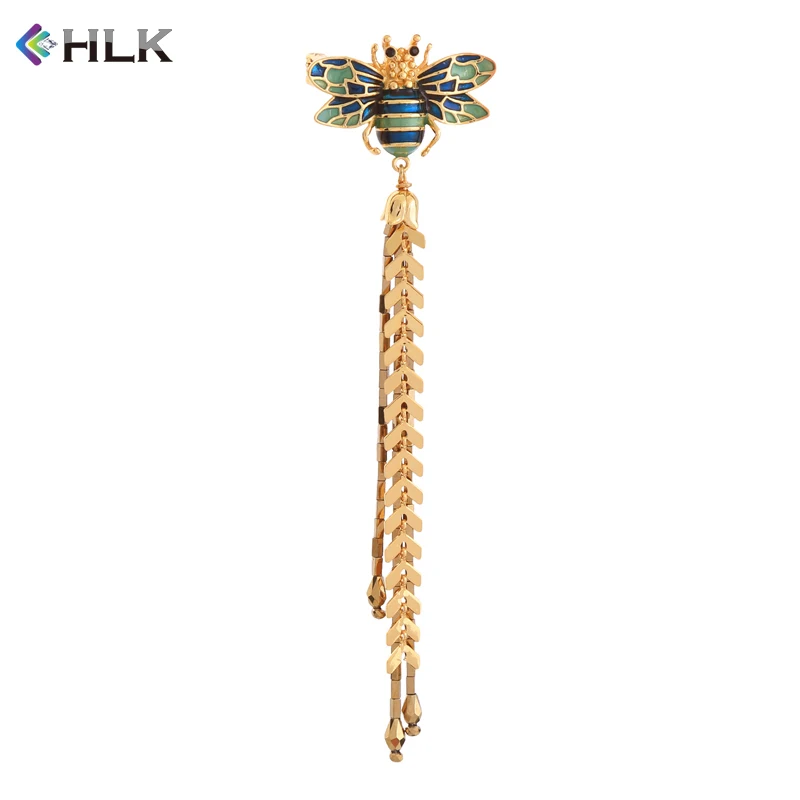 

Jewelry workbench halloween brooch Enamel Bee with Metal Tassel Brooches
