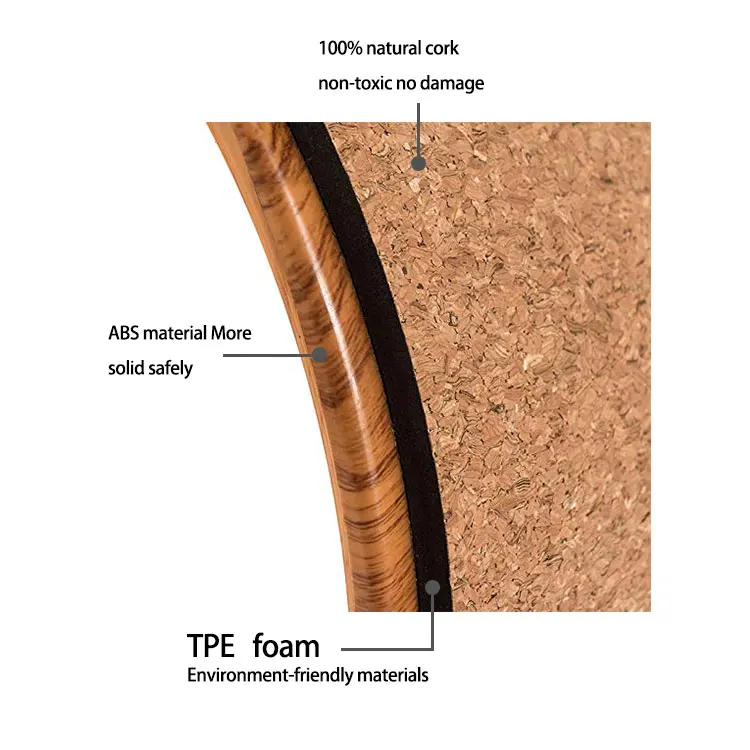 Hot Sale Durable natural Cork material ABS inner cork yoga wheel