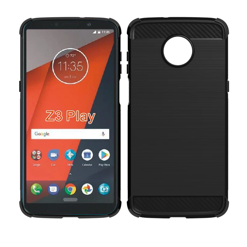 newstyle Carbon Fiber Cover soft Tpu Brushed case For Motorola moto Z3 Play