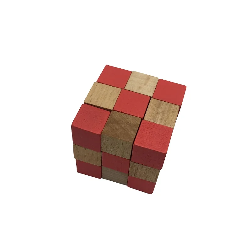 3d pixel cube puzzle wooden brain teaser
