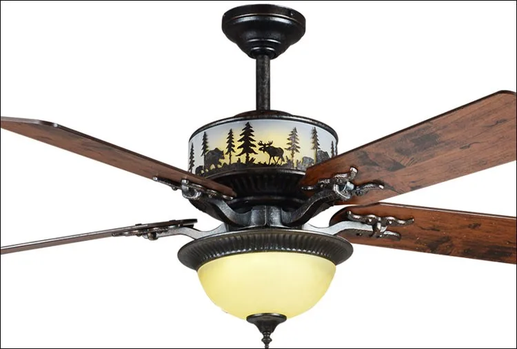 American Country style rechargeable electric led ceiling fan lamp