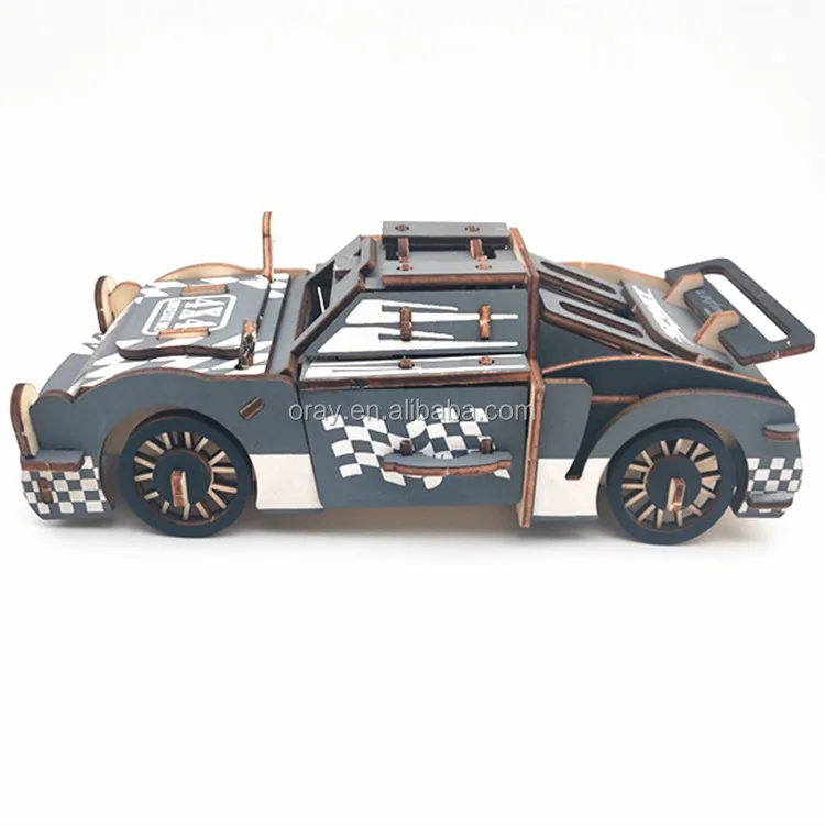 Puzzle Cars Diy Woodcraft Construction Kit Wooden Puzzle Toy Laser Cut