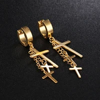 

Fashion Jewelry Men Gold Hoop Earrings with Charm