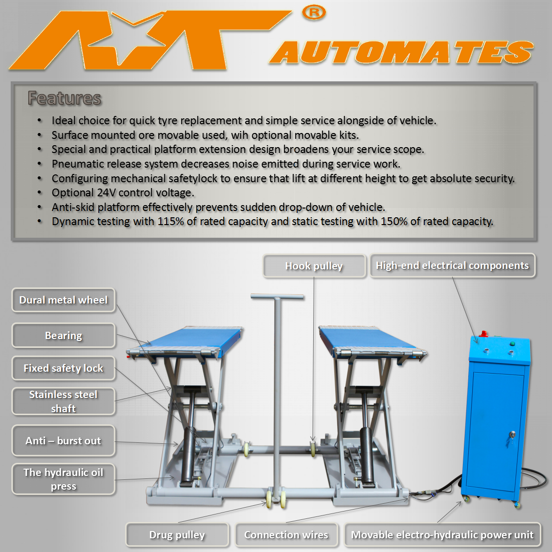 Mtml3000 Midrise Ce Garage Equipment Car Scissor Lift With Portable