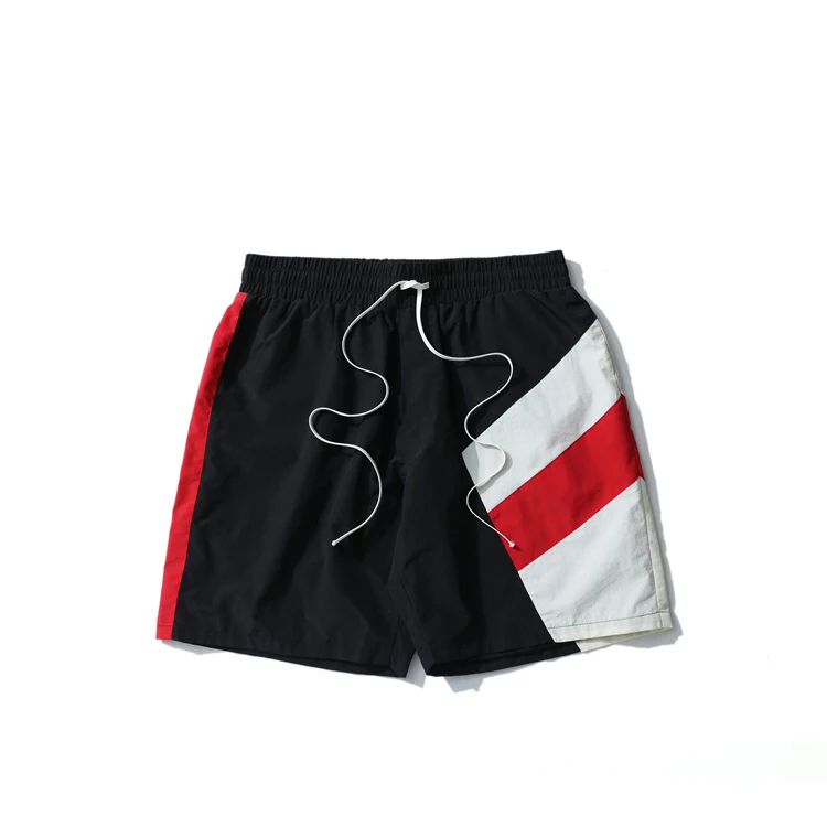 

2018 Summer Contrasted Color Nylon Running Track Shorts, Red ,black