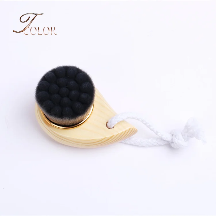 Bamboo Charcoal Cleaning Tool Face Massage Comma Wood Handle Facial Clean Brush