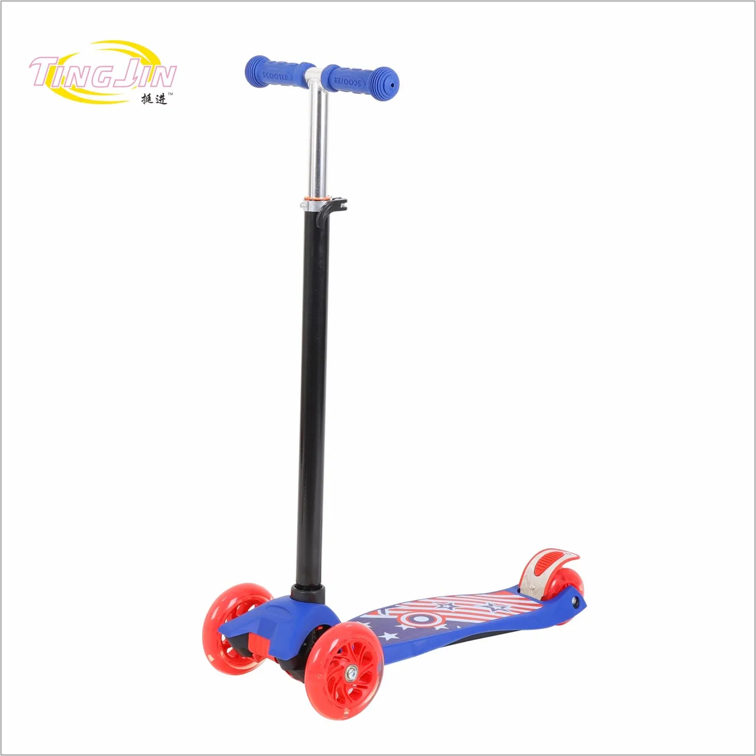 

2019 Wholesale En71 Approved 3 Big Light Pu Wheels Push Tail Kick Scooter for Kids