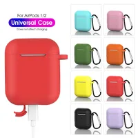 

2019 Amazon Hot AirPod Case Cover Silicone Protective Accessories Set with Carabiner Hook for Apple AirPod 1,2