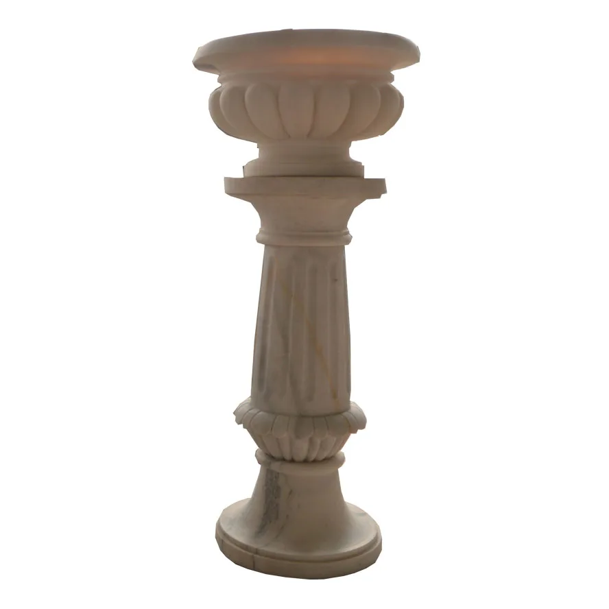 

High Heel Pedestial Large Stone Flower Pot for Sale, White