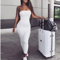 

Off Shoulder Strapless Sexy Women Dress Sleeveless Straight Long Bodycon Dress Backless Casual Summer Party Dress Women