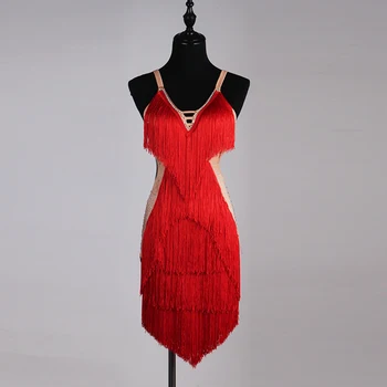 red latin dance dress