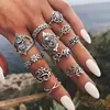 14 Styles Boho Knuckle Rings for Women Bohemian Elephant Flower Punk Finger Ring Set(EJ0048)