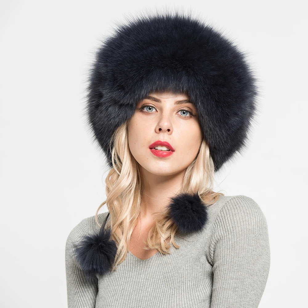 Hot Sale Real Fox Fur Winter Hat For Women Custom Shapka Beanie Caps ...