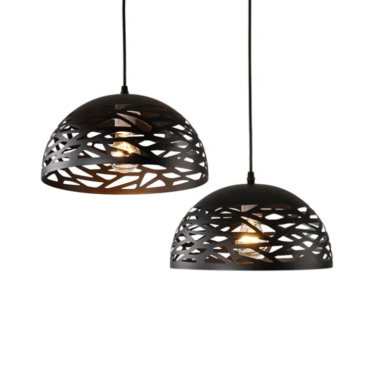 New modern vintage black aluminum outdoor pendant light fixtures led kitchen hollow Chandelier hanging Lights