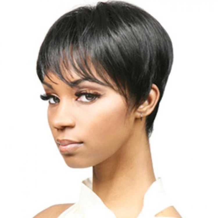 

Straight Black Wig With Bangs Heat Resistant Fiber Synthetic Hair Natural Short Wigs for Black Women