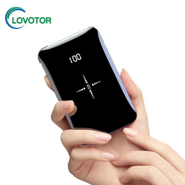 

High capacity mini size 10000mah mini power bank wireless charger, Black red