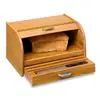 bamboo bread box with bread cutting board with drawer