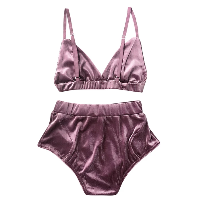 

High Waist Young Girl Swimsuit Two Piece Hot Swimwear Velvet Bikini