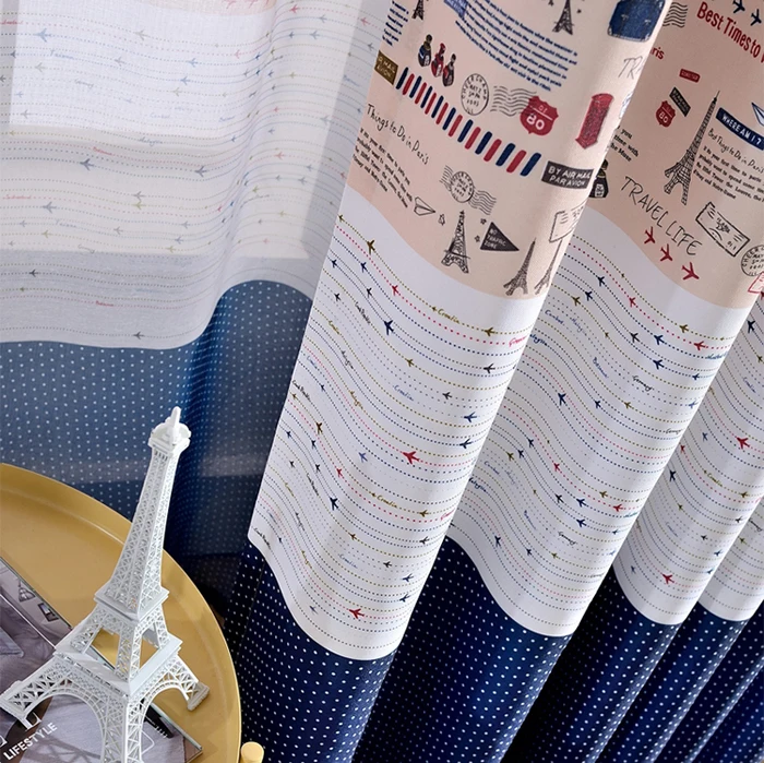 Cheap Red Blue White Polyester Printing Curtains Fabric