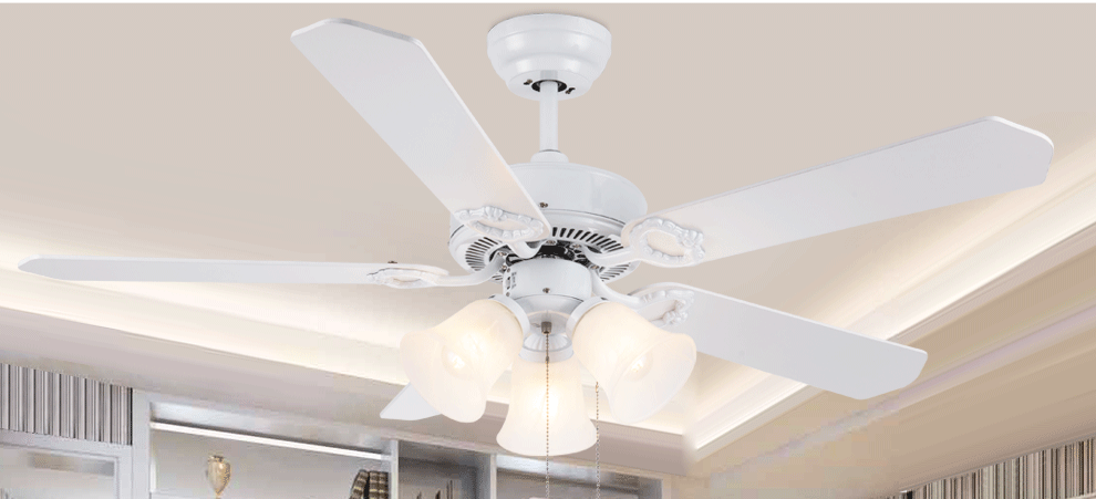 Qijun 48 56 inch decorative national ceiling fan with LED light bulb CE SASO to Iraq Saudi Arabia Dubai Argentina Mexico