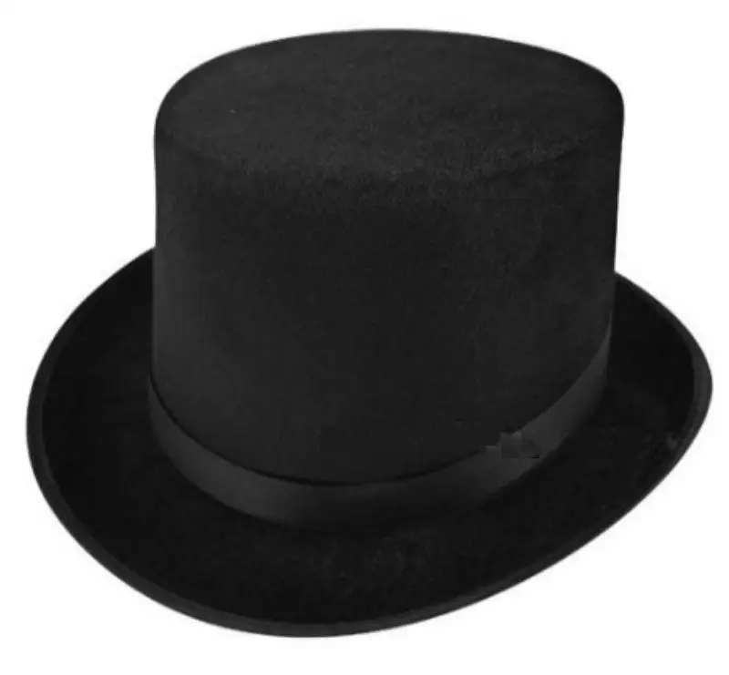New Adult Deluxe Black Top Hat Topper Victorian Ringmaster Lincoln Fancy Dress