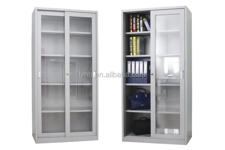 Office Furniture 2 Door Document Storage Solution School Glass Sliding