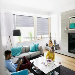 Image of New Blackout Room Darkening Grey Zebra Blinds