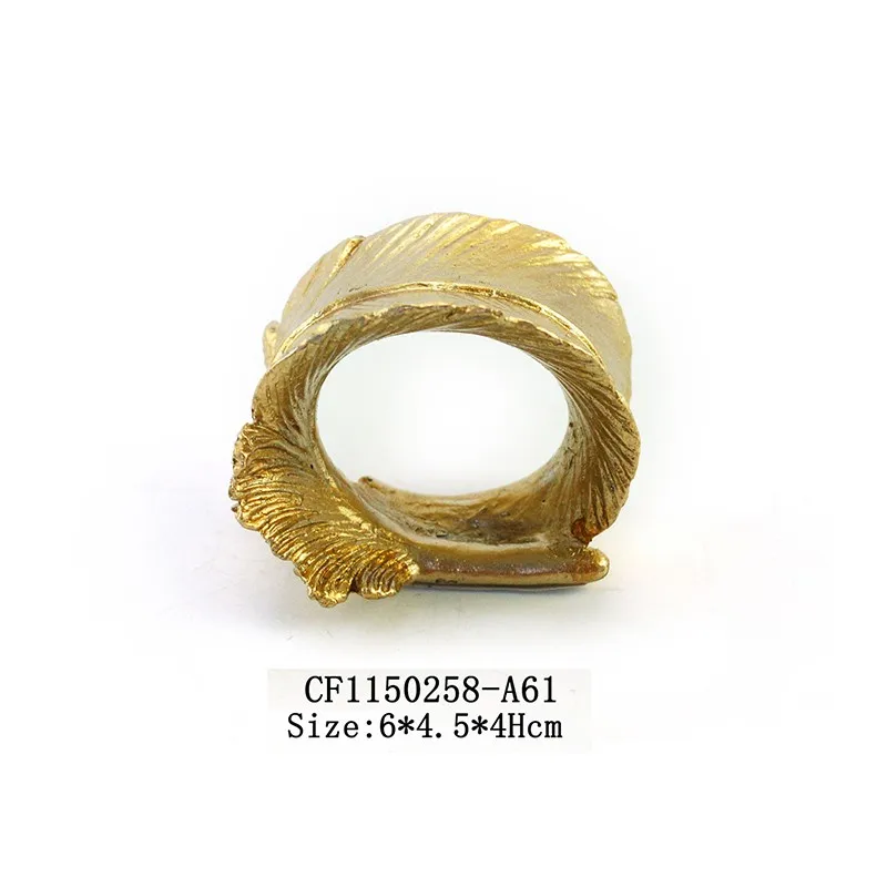 Resin Feather Decorative Feather Shape Business Name Card Holder Gold Napkin Rings Wedding Gifts supplier