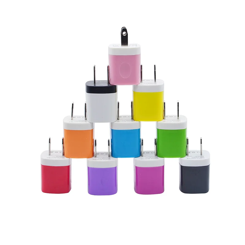 5V/1A Stylish Colors Universal USB  Phone Charger  Plug with Easy Grip for Home, Office, Travel