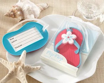Wedding Favors Beach Themed Red Bottom Flip Flop Luggage Tag