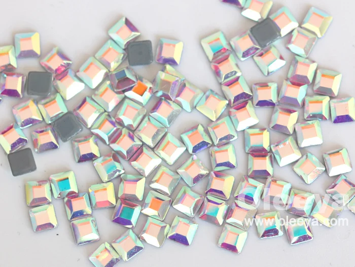 Hot Sale High Reflection and Strong Glue Glass Flat Back Hotfix Stone 2.5*5mm Rectangle Shaped Austria Fancy Hot Fix Rhinestone