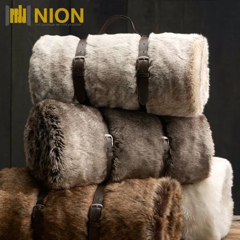 Luxury Faux Fur Coyote Bed Throw For Wholesale With Full Package