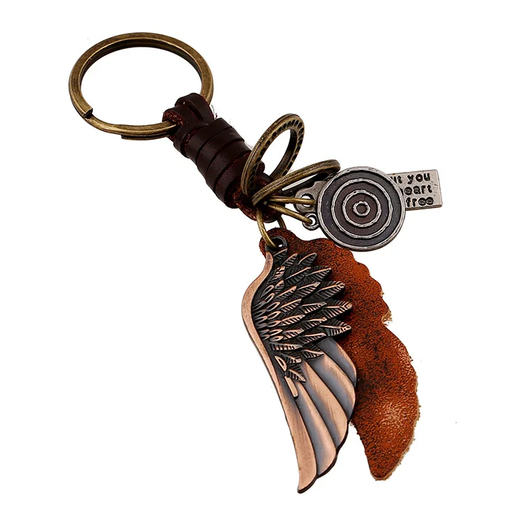 

Customized Punk Leather Eagle's Wings Pendant keychain For Man