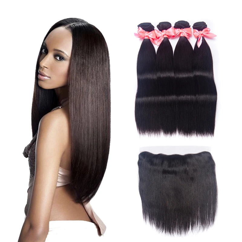 

Usexy Best Quality Raw Indian Hair Lace Frontal And Bundles 10A Cuticle Aligned Hair 3 Bundles Hair With Frontal