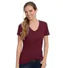 100% cotton slim fit ladies blank t-shirt no label custom embroidery logo t shirt v neck