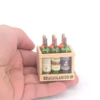 

Scale Dollhouse Miniature Red Wine Bottle Set with Frame Mini Doll House toys Food Kitchen living room Accessories