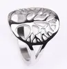 Trendy South Latin American Fashion High Quality Stainless Steel Laser Cutting Life Tree Pattern Drawings Simple Elegant Ring