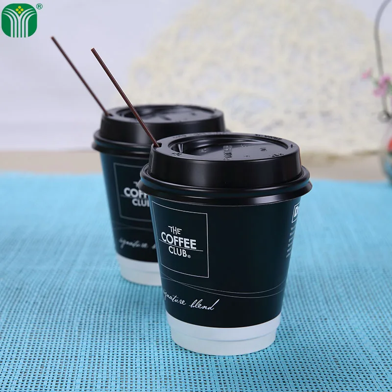 
custom black 450ml 16oz disposable double wall coffee hot drink paper cup 