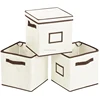 clothing toys Foldable Bins Dual Handles Beige non woven storage box