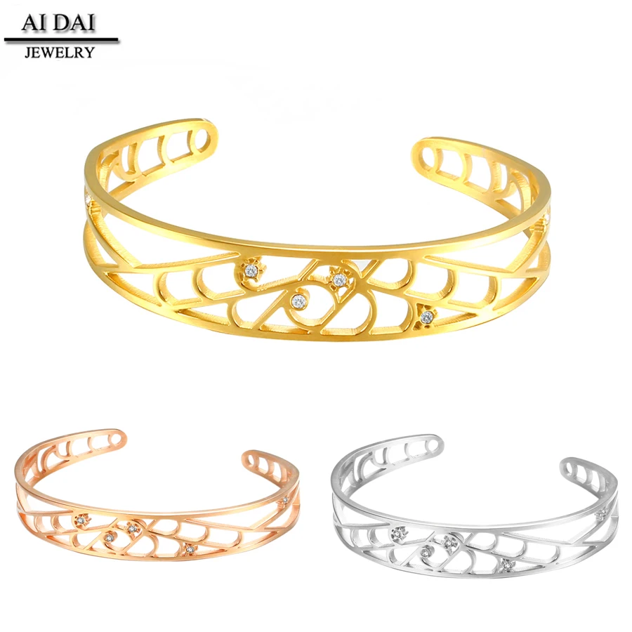 

latest fashion bangles women bracelets Stainless steel cuff gold bangle 3 color, N/a